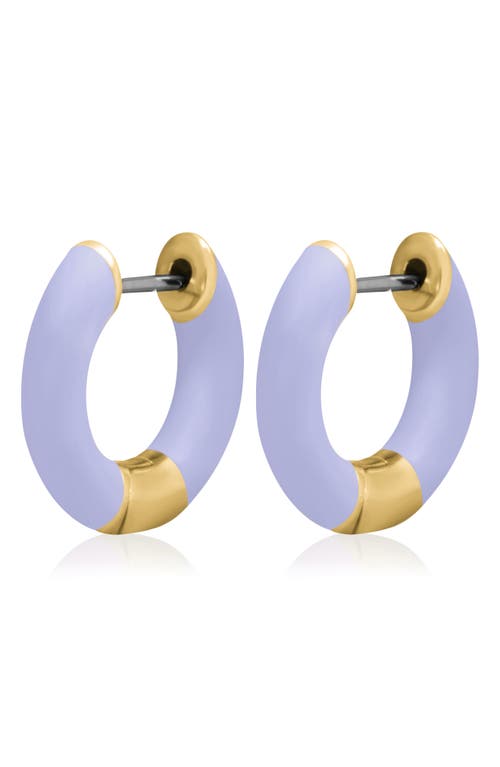 Central Park Tubular Enamel Hoop Earrings In Matte Purple