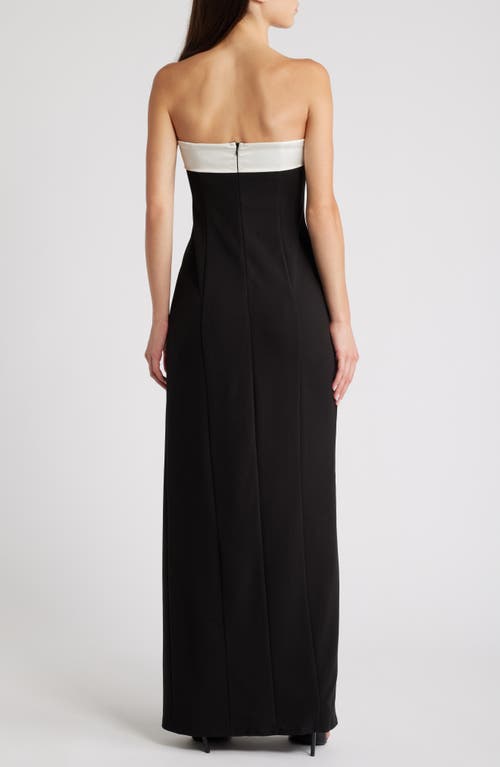 Lulus Elevated Element Strapless Gown In Black/white