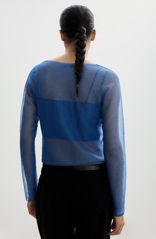 Shop Mango Sheer Crop Sweater In Vibrant Blue