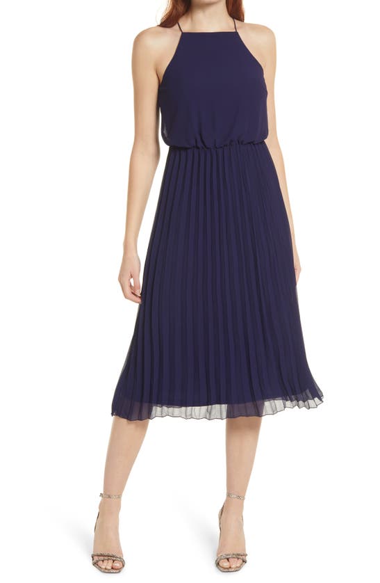 Sam Edelman Sleeveless Pleated Midi Dress In Navy ModeSens