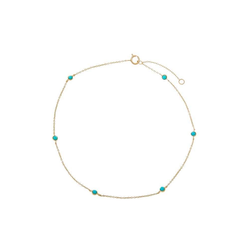 BY ADINA EDEN Turquoise By The Yard Bezel Anklet 14K Cover