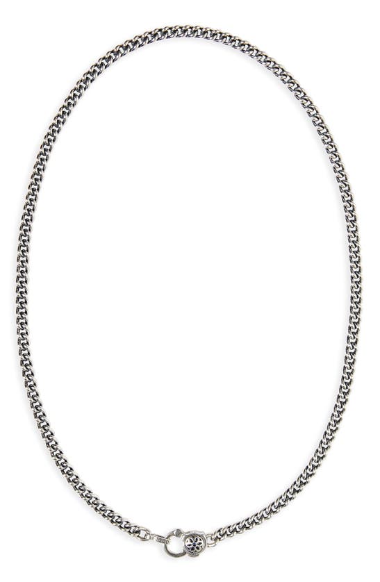 Shop Good Art Hlywd Sapphire Rosette Aa Curb Chain Necklace In Sterling Sliver