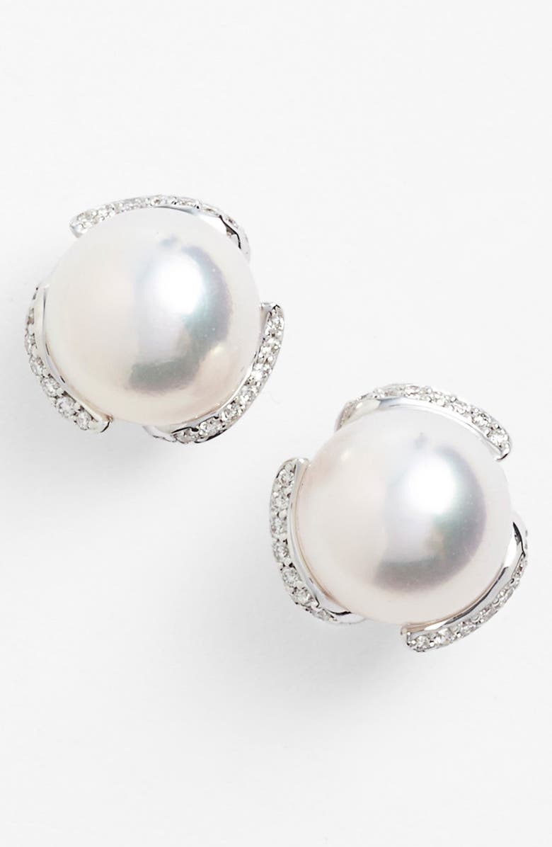 Mikimoto Diamond And Akoya Cultured Pearl Stud Earrings Nordstrom