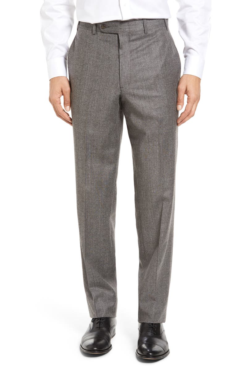 JB Britches Torino Flat Front Solid Wool Trousers | Nordstrom