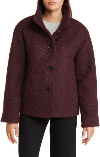 Stand Collar Pressed Bouclé Jacket