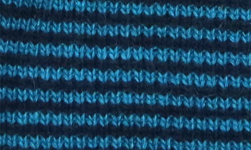 Portolano Ministripe Rib Scarf In Navy/teal