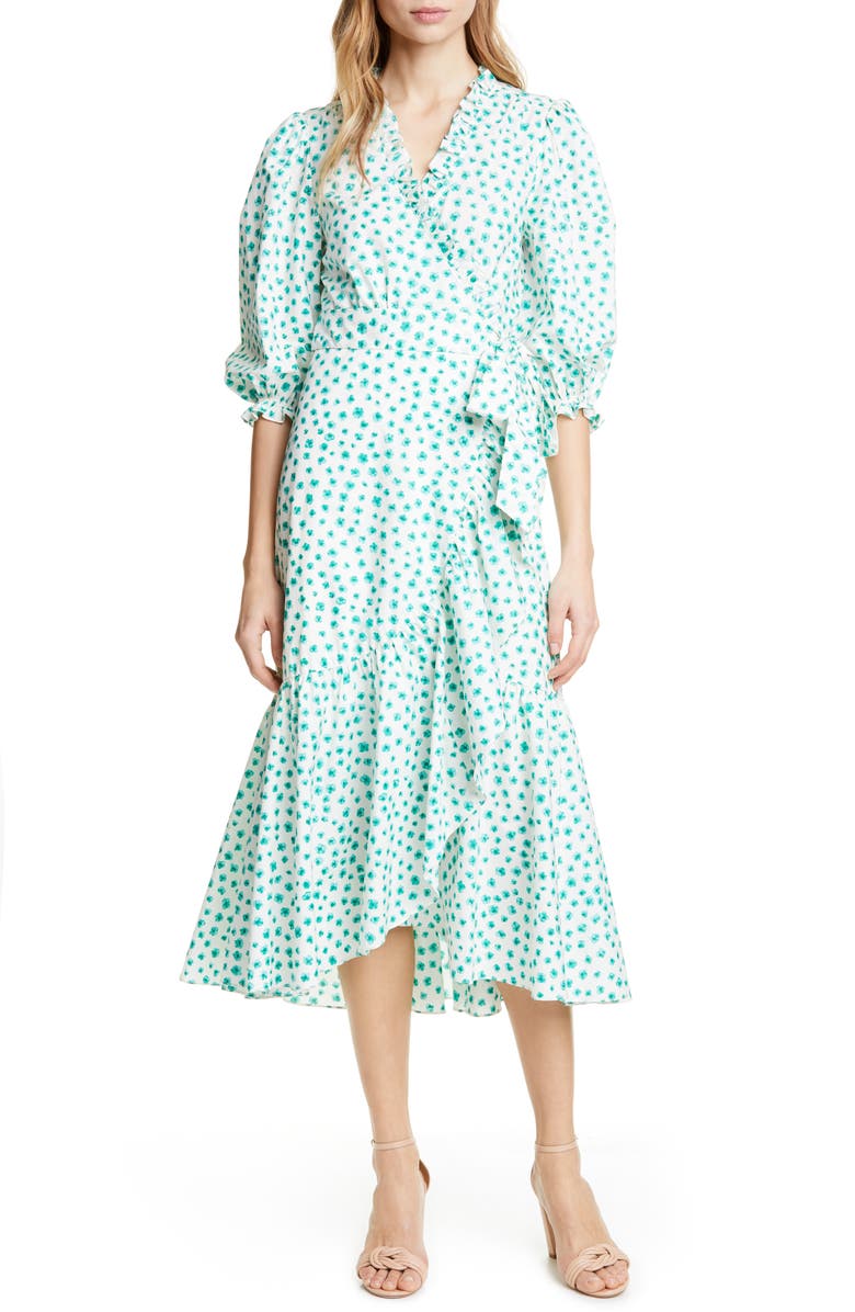 Rebecca Taylor Emerald Daisy Ruffle Detail Cotton Dress | Nordstrom