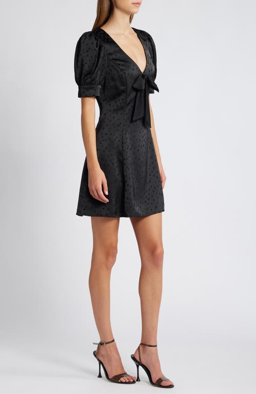 Shop Charles Henry Dot Jacquard Satin Minidress In Black