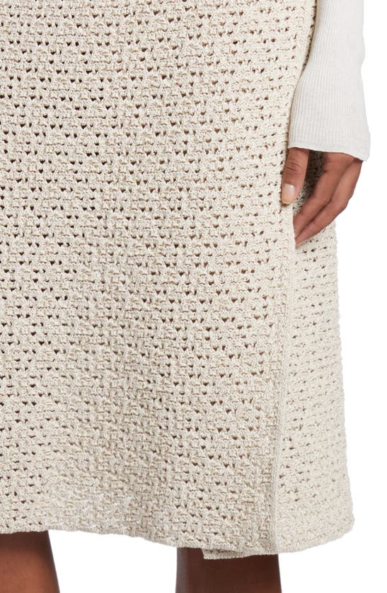 Shop Bottega Veneta Cotton Crochet Wrap Sweater Skirt In Bone/ Cloud