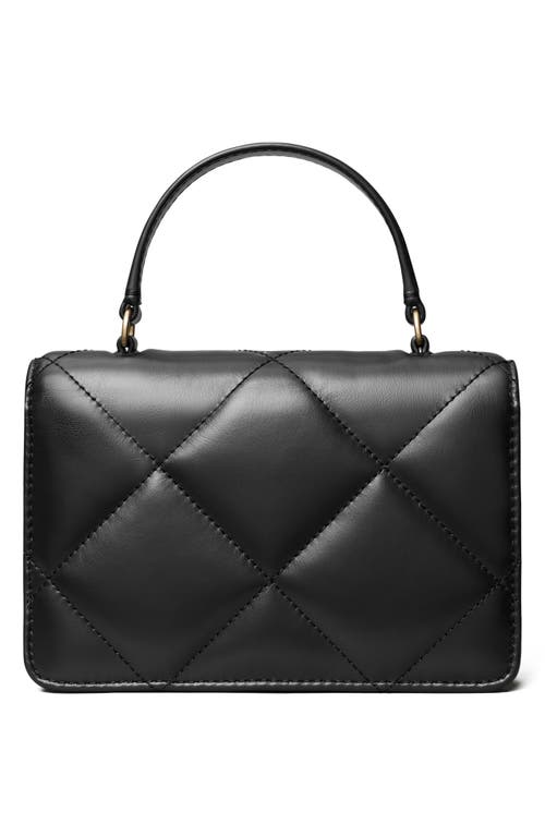 Shop Tory Burch Kira Pavé Diamond Quilted Leather Top Handle Bag In Black