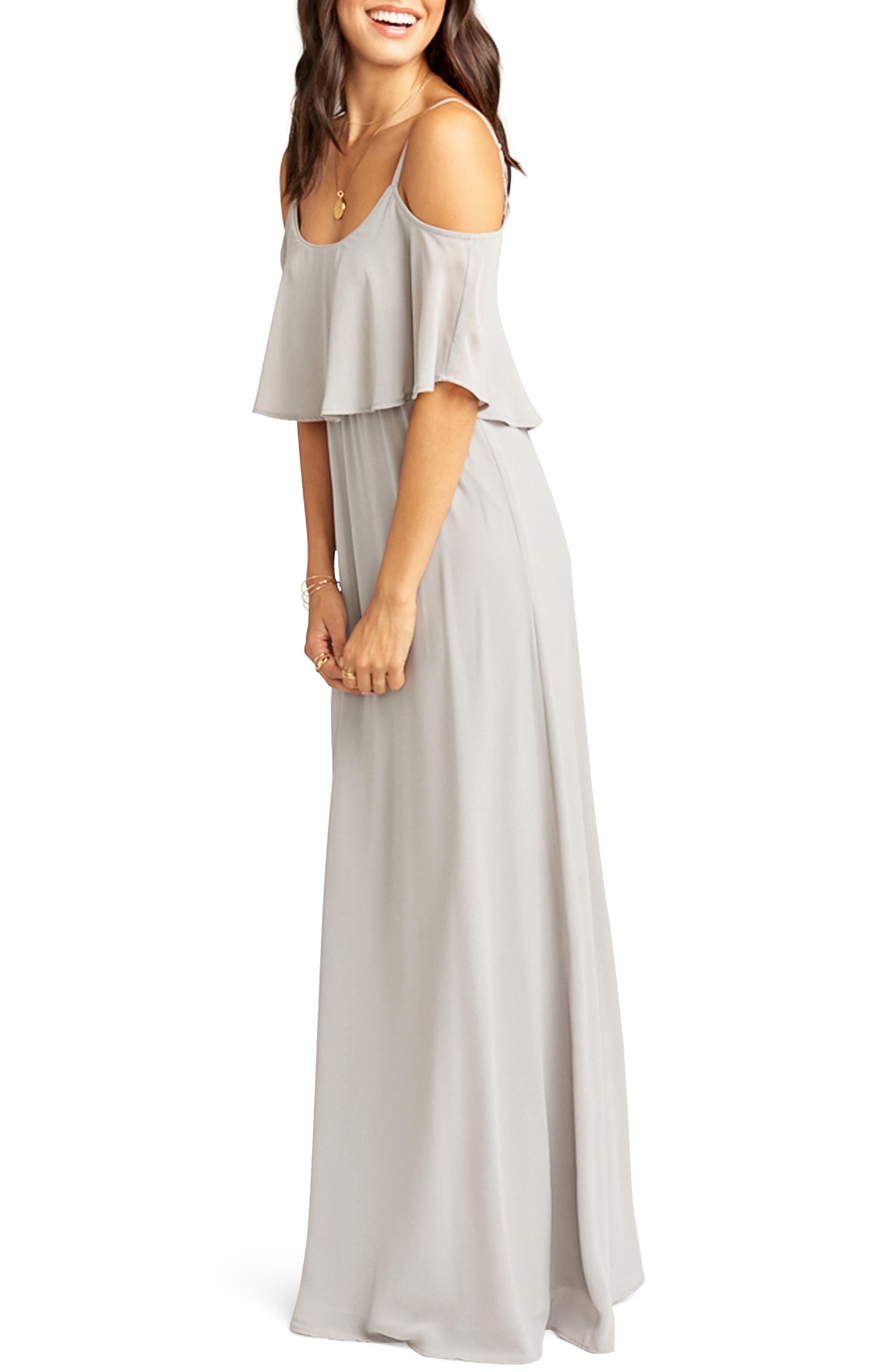 caitlin cold shoulder chiffon gown