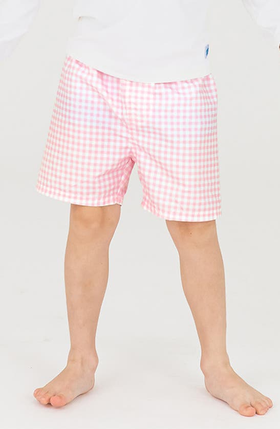 Shop Ruggedbutts Kids' Gingham Board Shorts In Pink