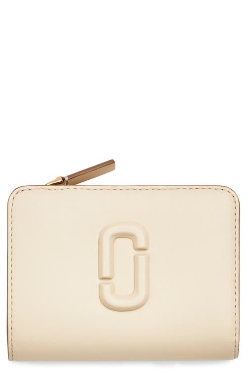 The Mini Compact Leather Bifold Wallet in Cloud White