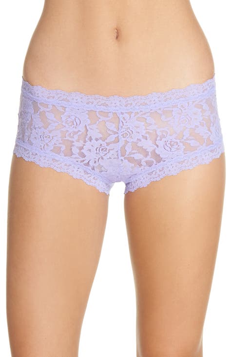 Ladies Skoden Floral Hearts Undergarment Purple Women's Boyshort Panties