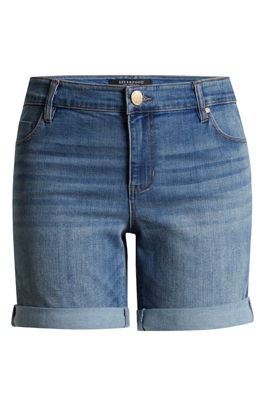 Shop Liverpool Los Angeles Marley Roll Cuff Denim Shorts In Scottsdale