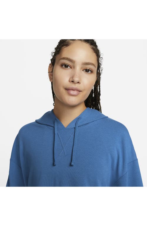 Shop Nike Yoga Dri-fit Hoodie In Dark Marina Blue/iron Grey