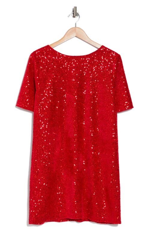 WISHLIST WISHLIST ELBOW LENGTH SLEEVE SEQUIN A-LINE COCKTAIL DRESS