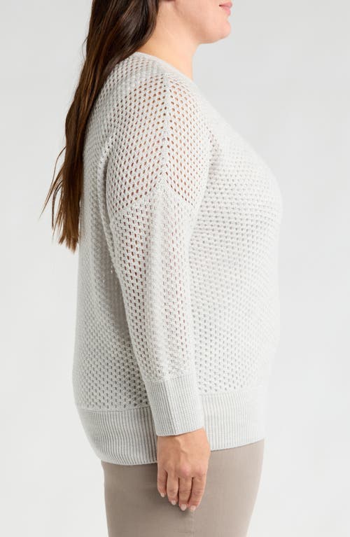 Shop Eileen Fisher Open Stitch Wool Sweater In Sea Salt