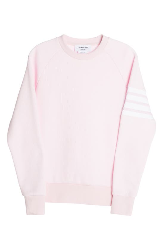 THOM BROWNE 4-BAR WAFFLE KNIT COTTON SWEATSHIRT
