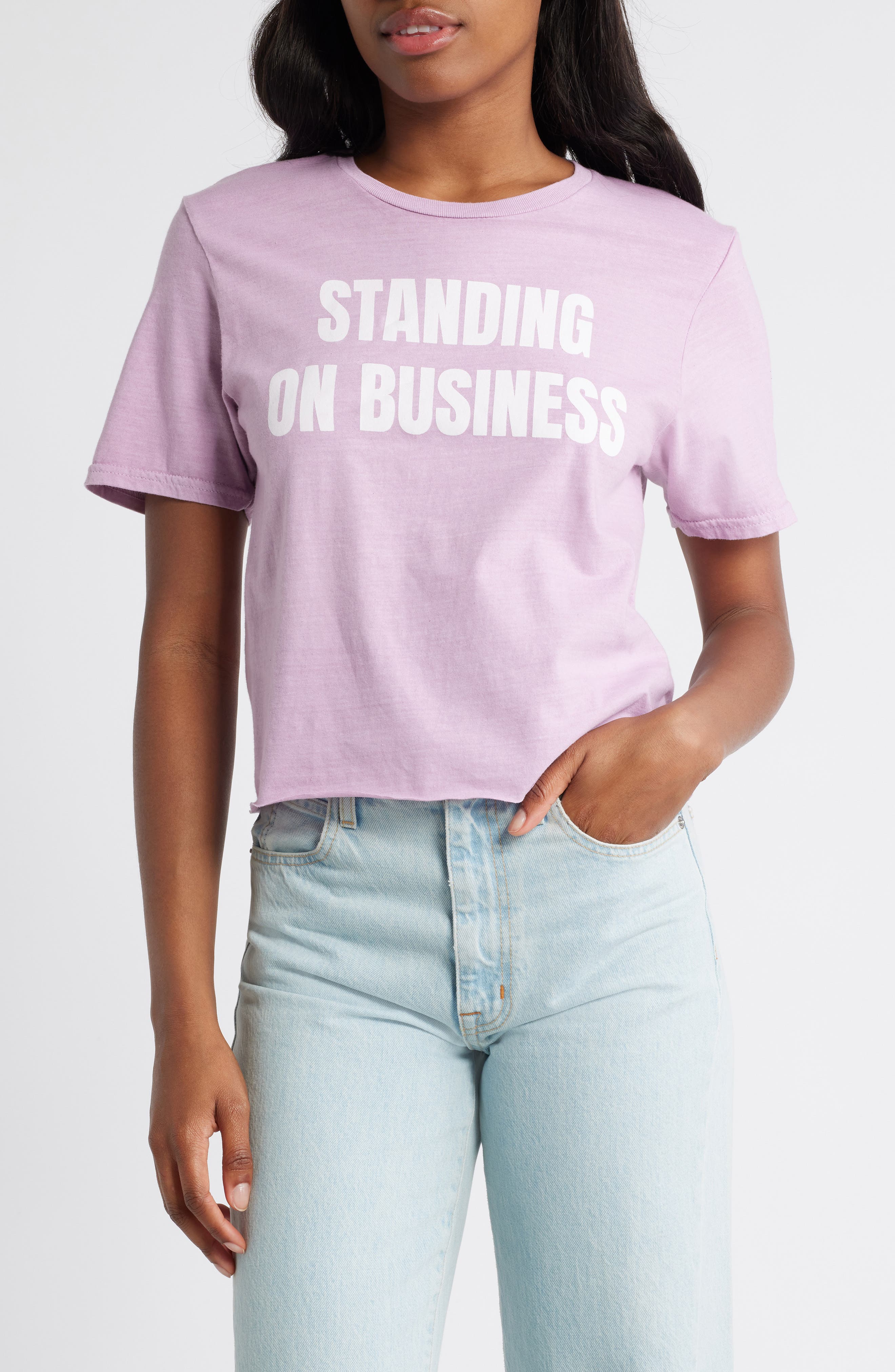 Philcos Standing on Business Cotton Graphic T-Shirt in Mauve 