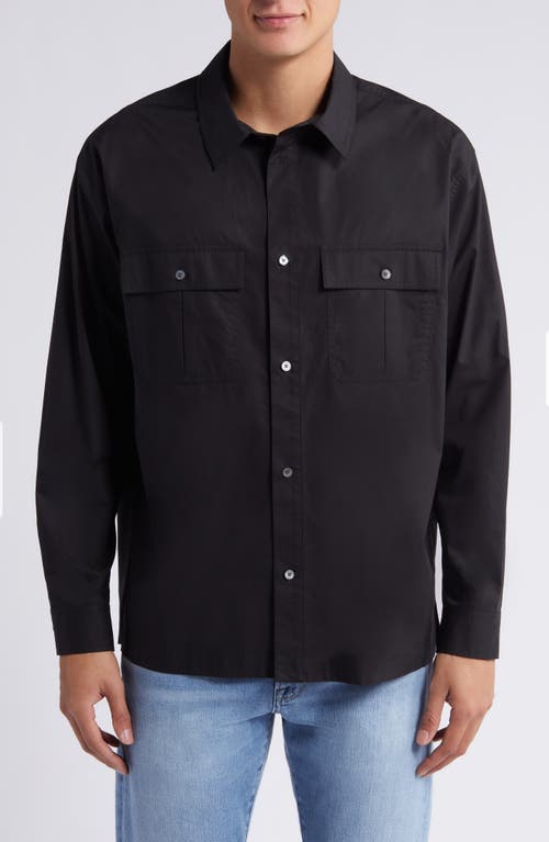 Shop Frame Military Button-up Overshirt In Black