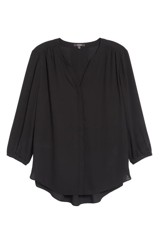 Nydj High/low Crepe Blouse In Black