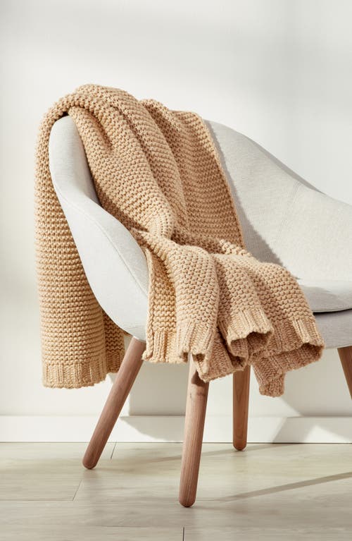Nordstrom Recycled Fiber Knit Throw Blanket In Beige Oatmeal Heather