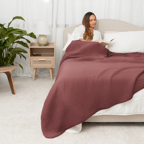 Comfy Cubs Adult Muslin Blanket In Wine
