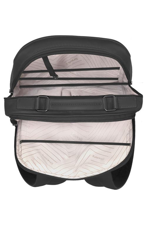 Champs Compact Leather Travel Backpack In Black