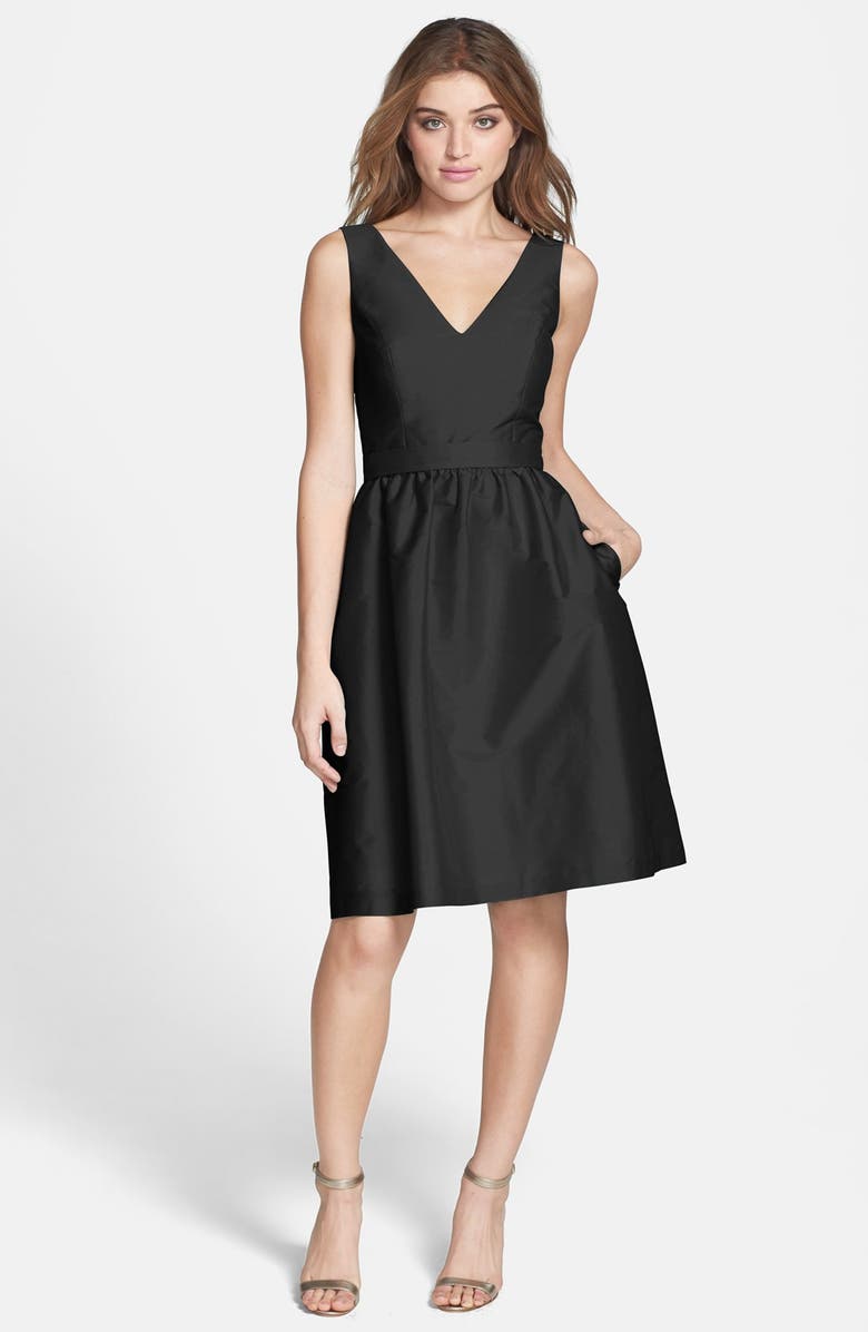 Alfred Sung Satin Fit & Flare Dress Dress | Nordstrom