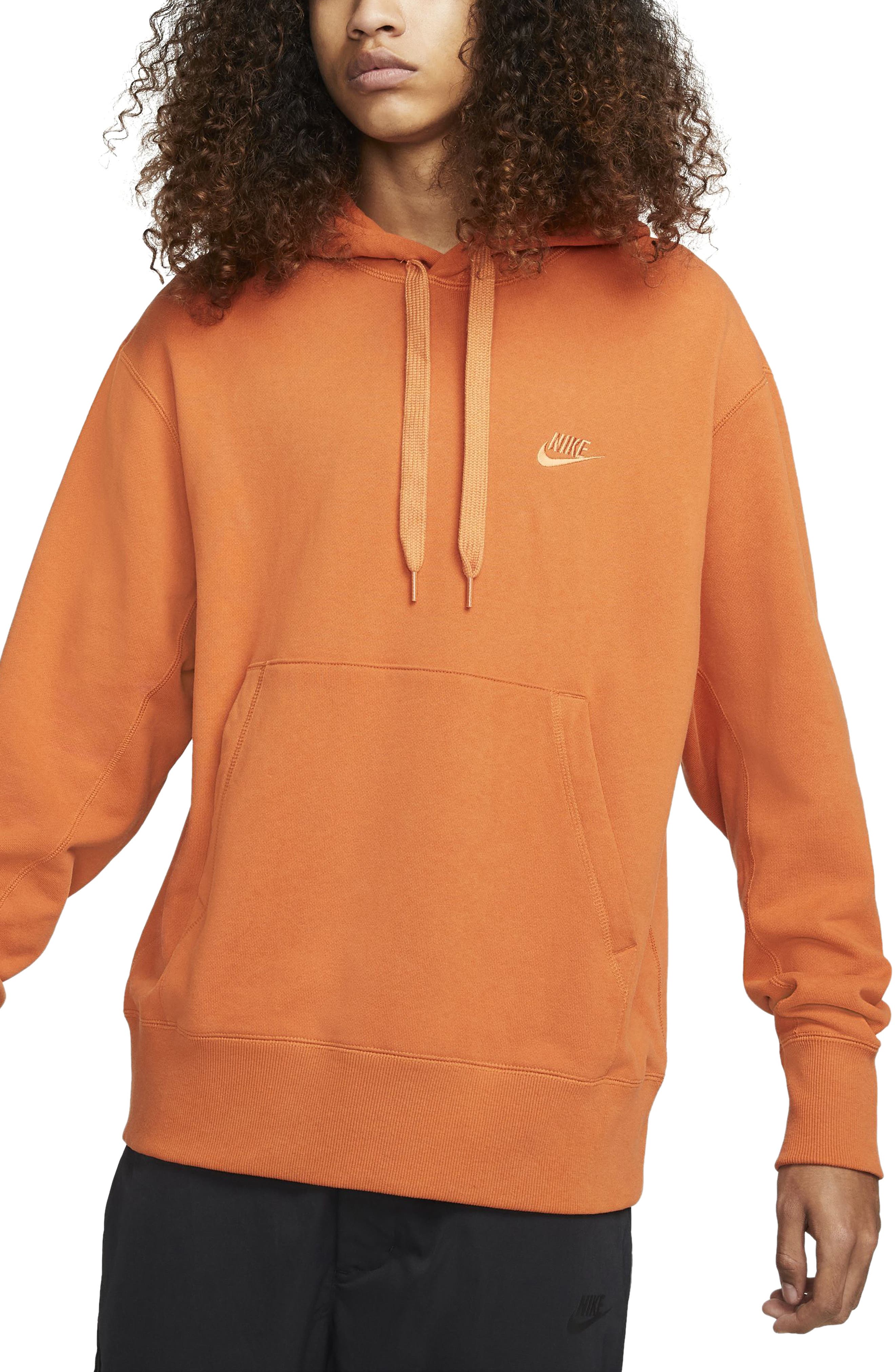 mens orange hooded sweatshirt