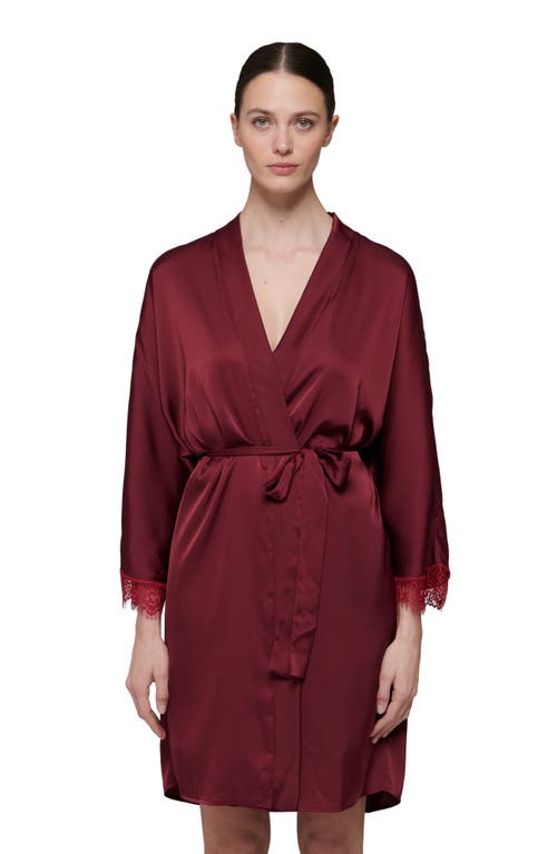 Simone Perele Simone Pérèle Secrets Lace-trim Satin Robe In Spinel Red