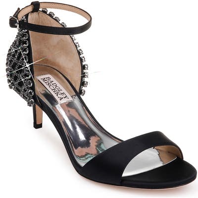 Badgley Mischka Adora Embellished Kitten Heel Sandal, Black