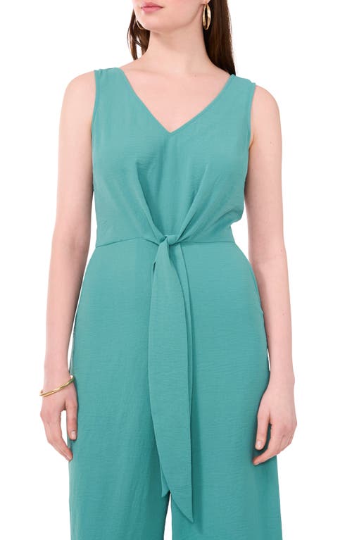 Shop Vince Camuto Tie Front Wide Leg Jumpsuit In Bright Aqua