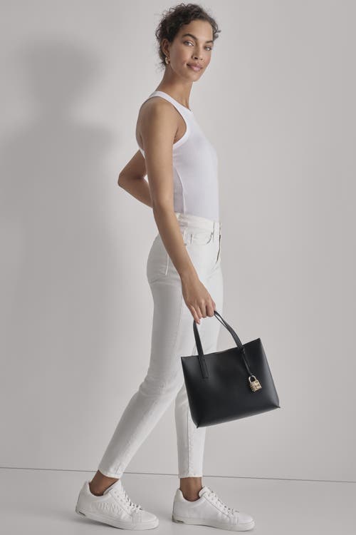 Dkny Farah Medium Satchel In Blk/gold
