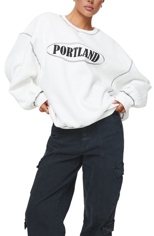 Portland Oversize Graphic Sweatshirt in White