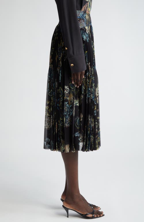 Shop Jason Wu Collection Forest Print Pleated Chiffon Skirt In Black/multi