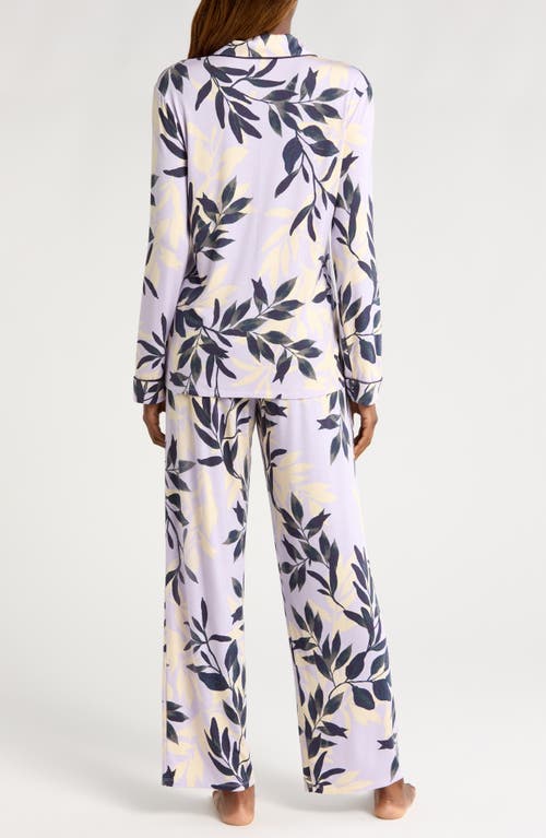 Shop Nordstrom Moonlight Eco Knit Pajamas In Purple Petal Willow Leaves