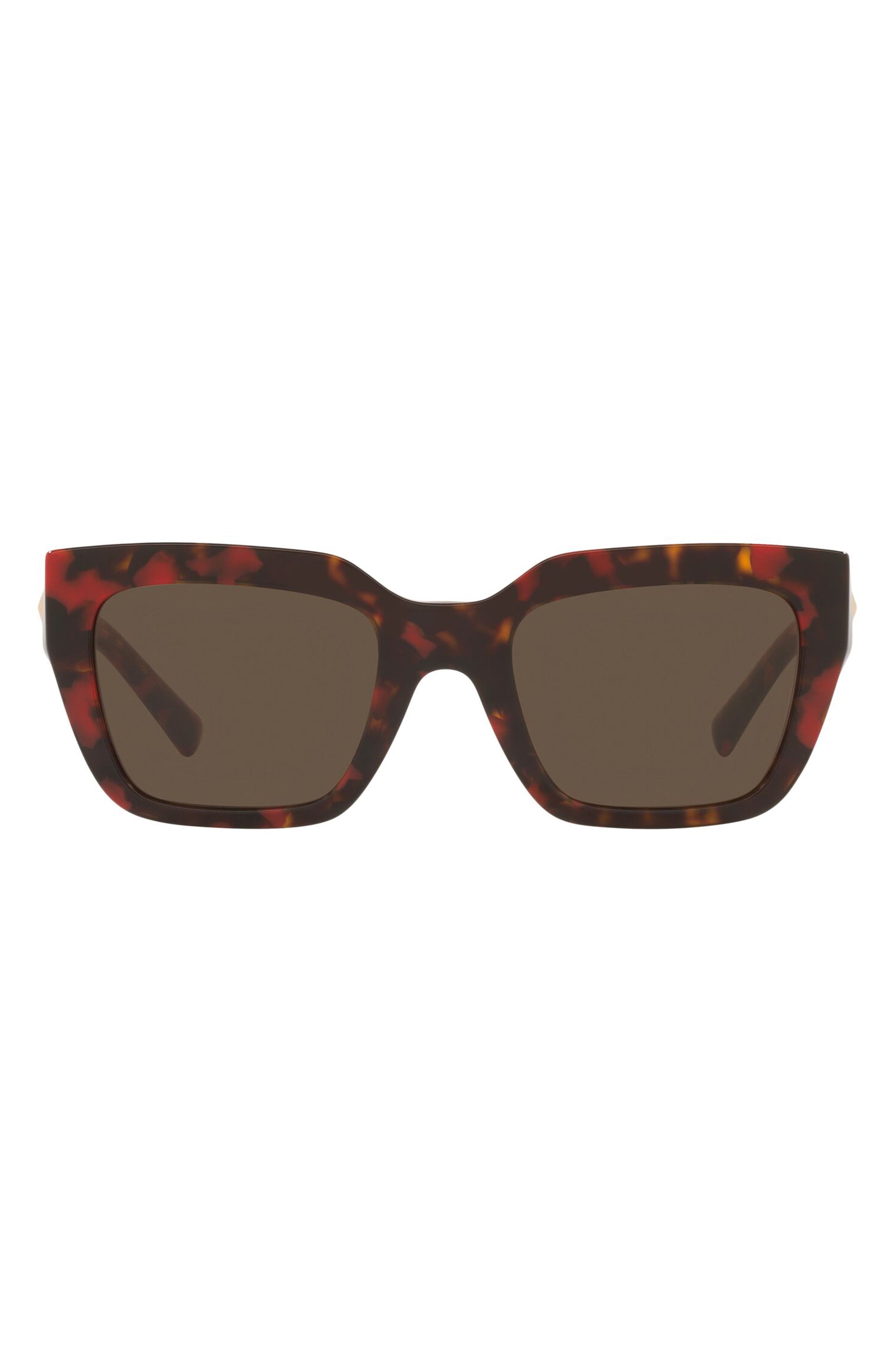 Valentino 52mm Square Sunglasses in Red Havana/Brown at Nordstrom