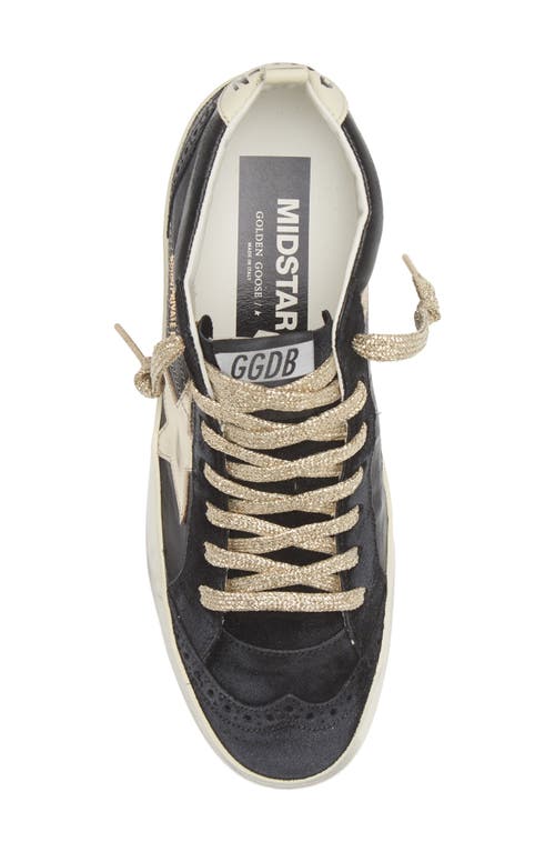 Shop Golden Goose Mid Star Glitter Sneaker In Black/platinum/ivory