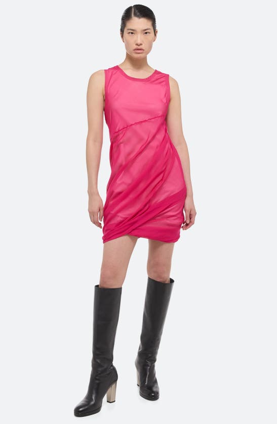 Shop Helmut Lang Sleeveless Bubble Hem Silk Dress In Fuschia