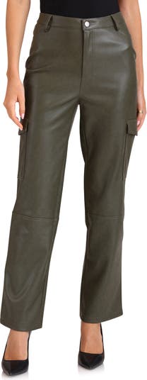 Good American Faux Leather Cargo Jogger Pants, Size 15