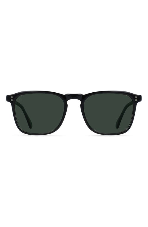 Shop Raen Wiley Polarized Square Sunglasses In Recycled Black/green Polar