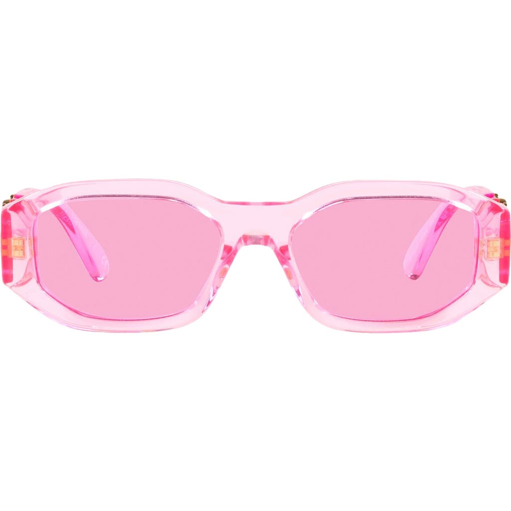 Versace Kids' 48mm Small Rectangle Sunglasses In Transparent Pink/fuchsia