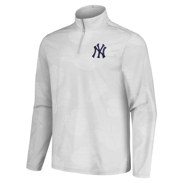 Shop Tommy Bahama Gray New York Yankees Delray Frond Islandzone Half-zip Jacket
