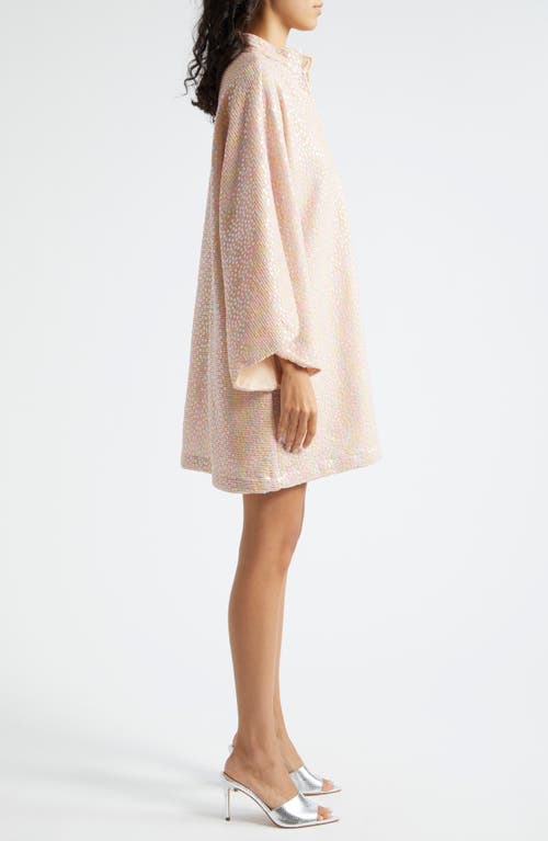 Shop La Vie Style House Daisy Sequin Bell Sleeve Cover-up Dress In Peach Pink Multi