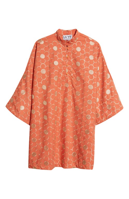 La Vie Style House Flower Embroidered Cover-up Minidress In Orange