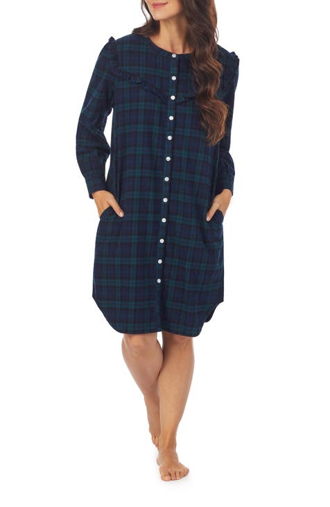 Lanz Nantucket Rose 44 Inch Flannel Nightgown