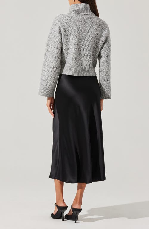 Shop Astr The Label Textured Stitch Crop Turtleneck Sweater In Heather Grey