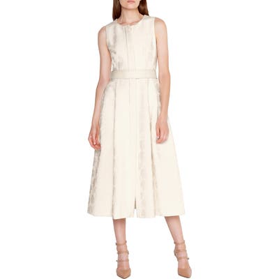 Akris Floral Jacquard Midi Dress, White
